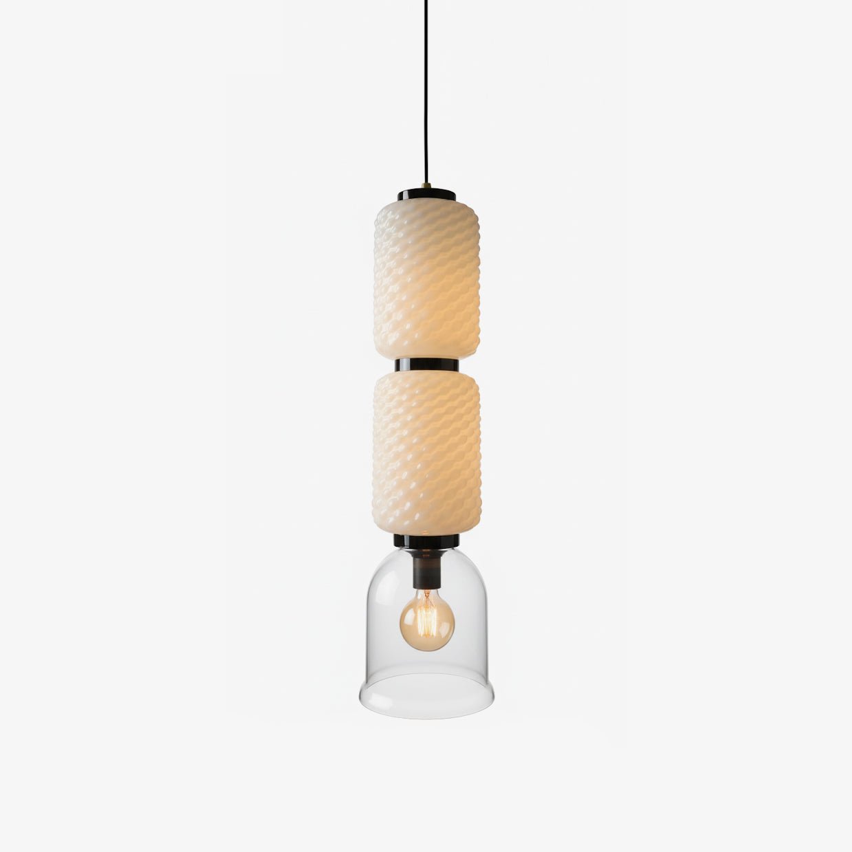 Textured Modern Metal & Glass Pendant Light