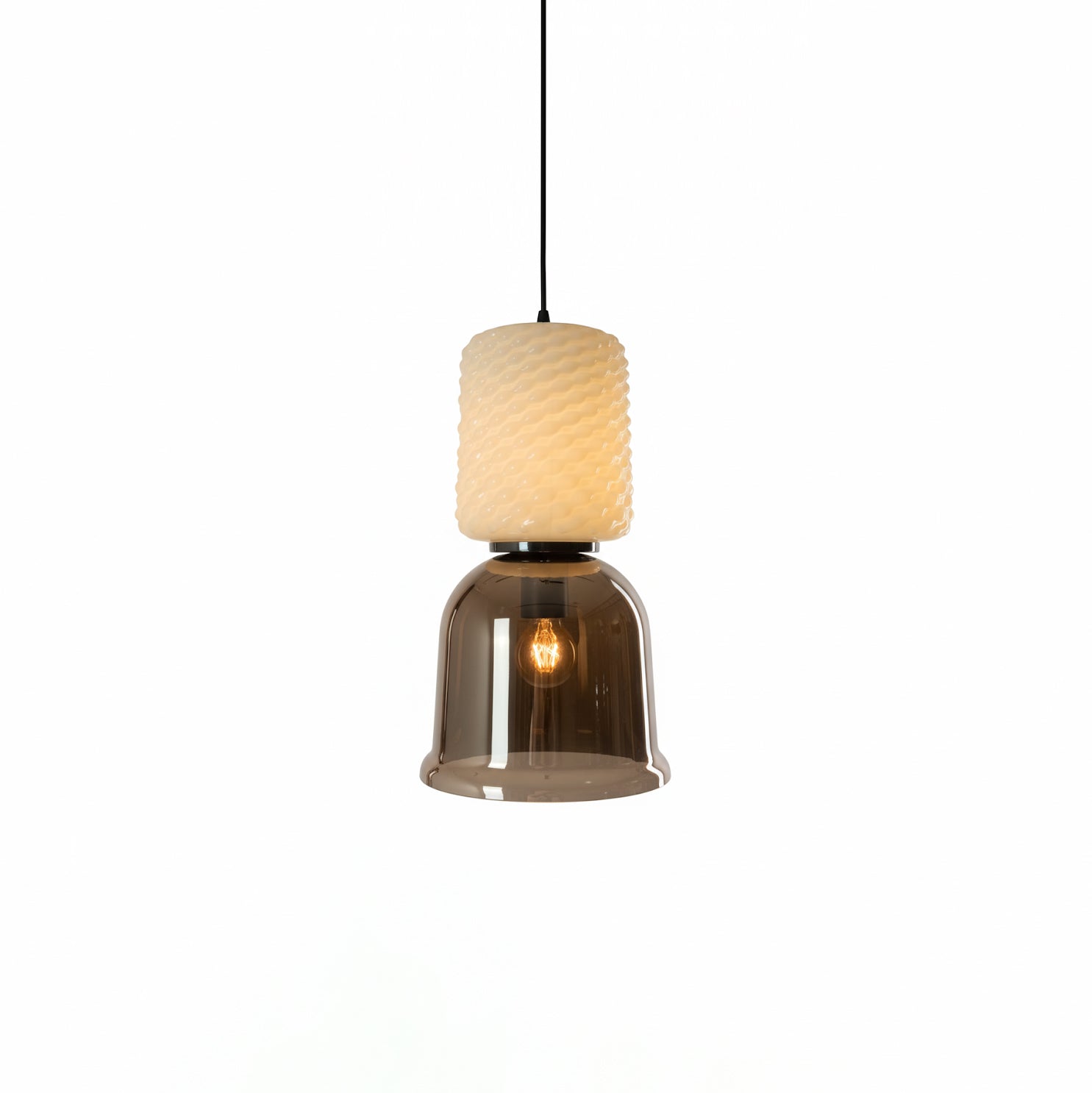 Textured Modern Metal & Glass Pendant Light