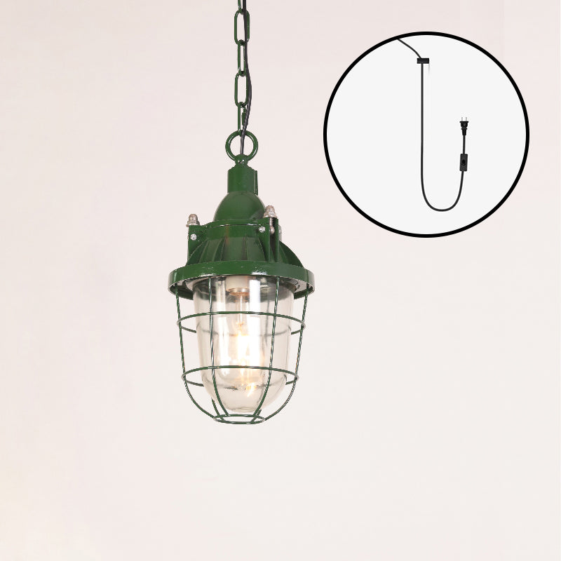Colaeus Vintage Industrial Swag Green Glass Light - Letslighting