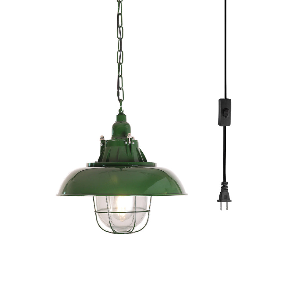 Colaeus Vintage Industrial Swag Green Glass Light - Letslighting