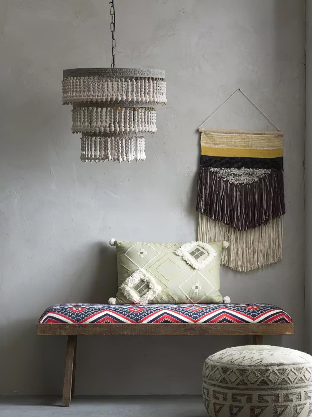 Lustra Chandelier Three Tiered Wood Beaded - Letslighting