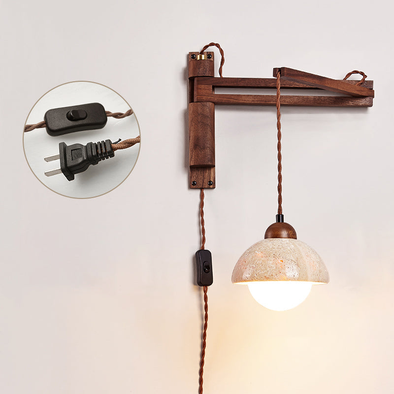 Cezoria Travertine Swing Arm Travertine Sconce Wall Lamp - Letslighting