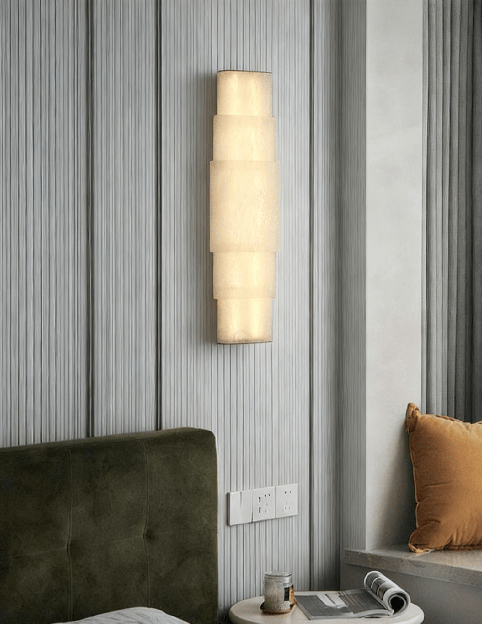 Tiered Minimalist Alabaster Sconce
