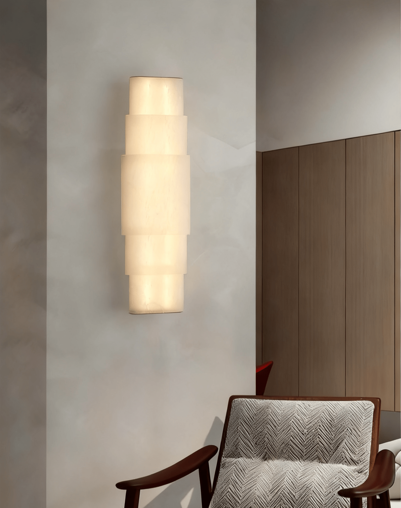 Tiered Minimalist Alabaster Sconce