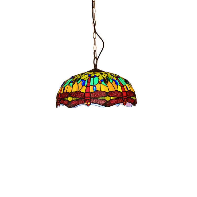 Tiffany Vintage Art LED Pendant Light Colorful Glass Living Room