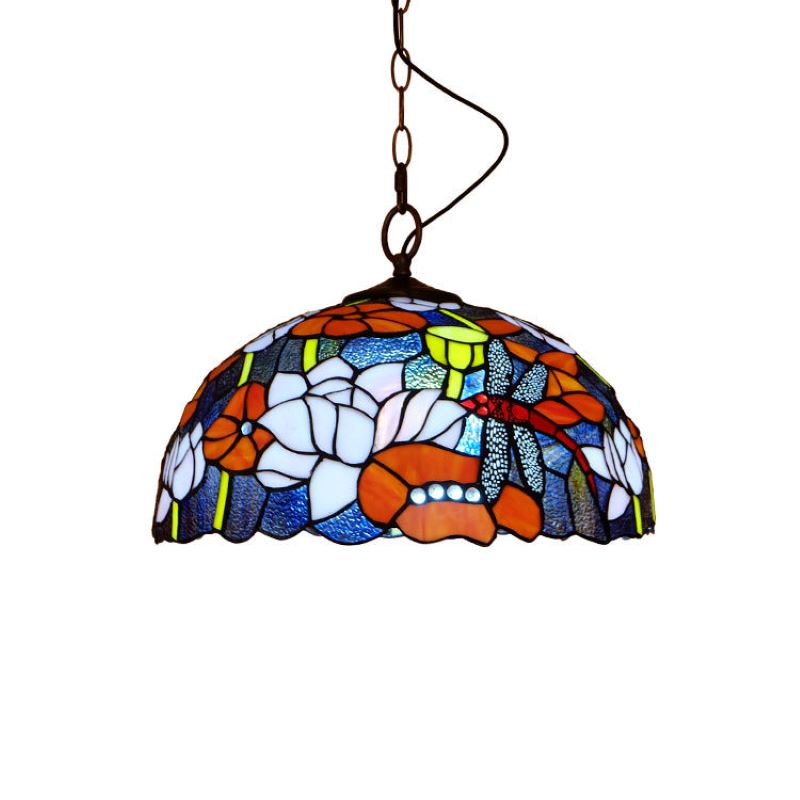 Tiffany Vintage Art LED Pendant Light Colorful Glass Living Room