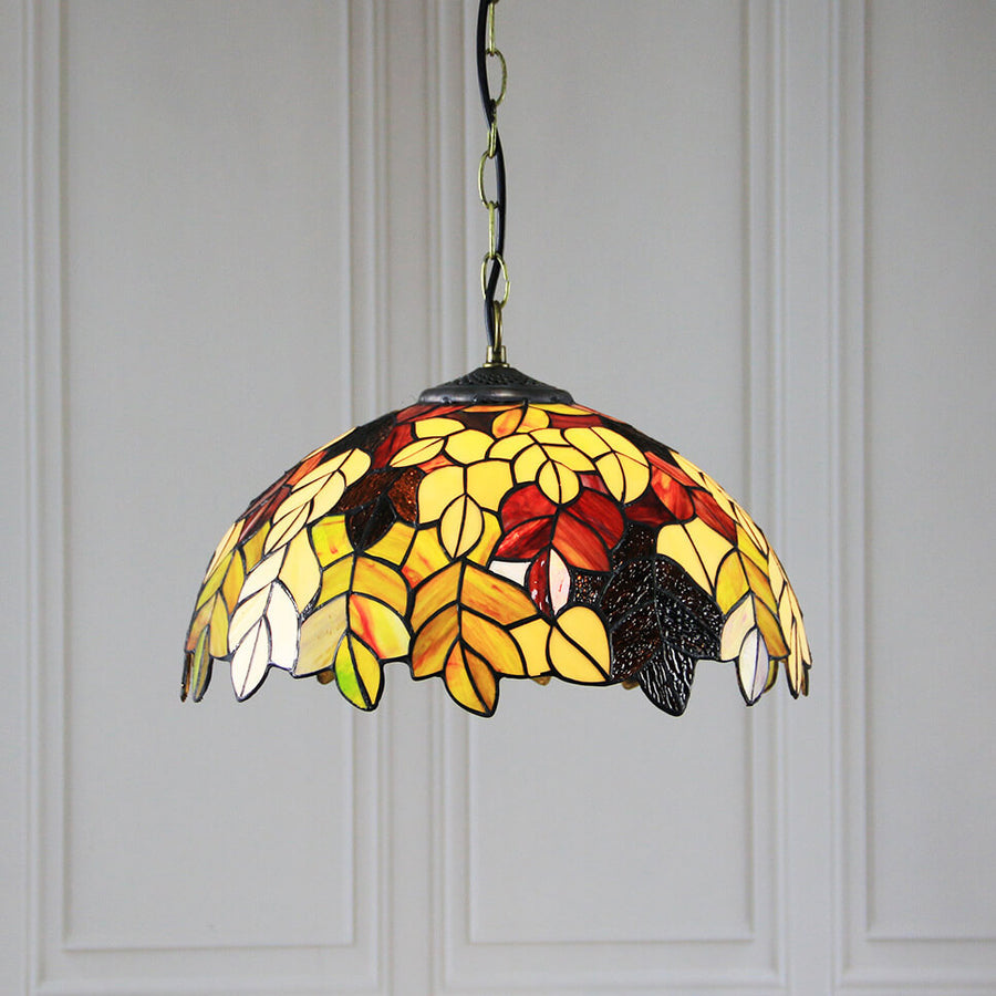 Tiffany Rustic Colorful Pendant Light Stained Glass Metal Bedroom - Letslighting