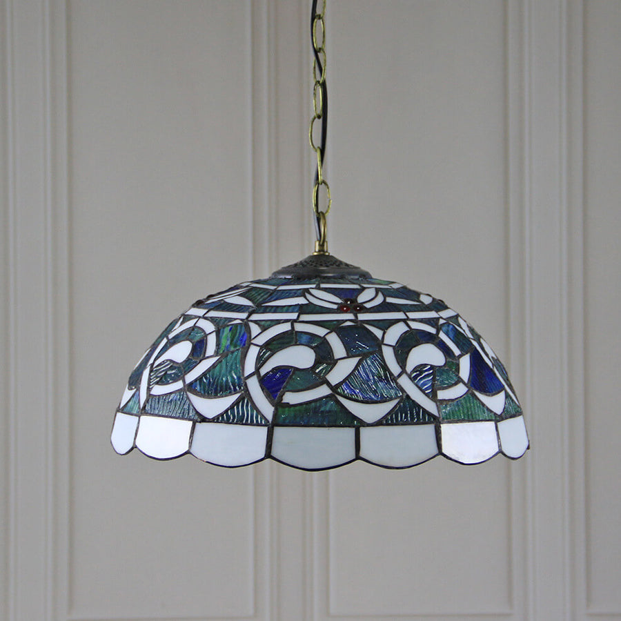 Tiffany Rustic Colorful Pendant Light Stained Glass Metal Bedroom - Letslighting