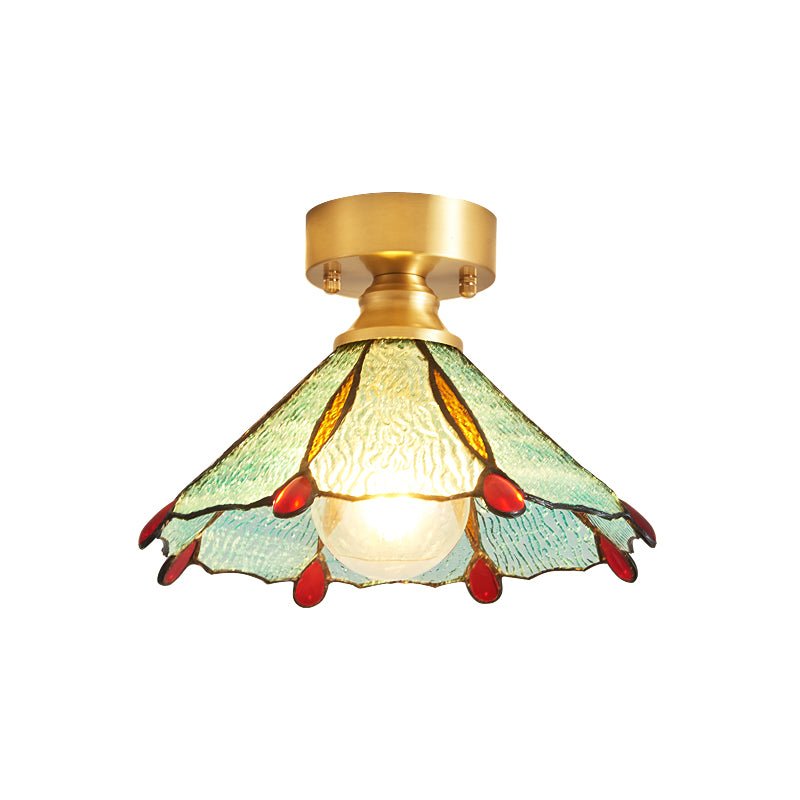 Solara Ceiling Light Vintage Floral Stainedglass - Letslighting