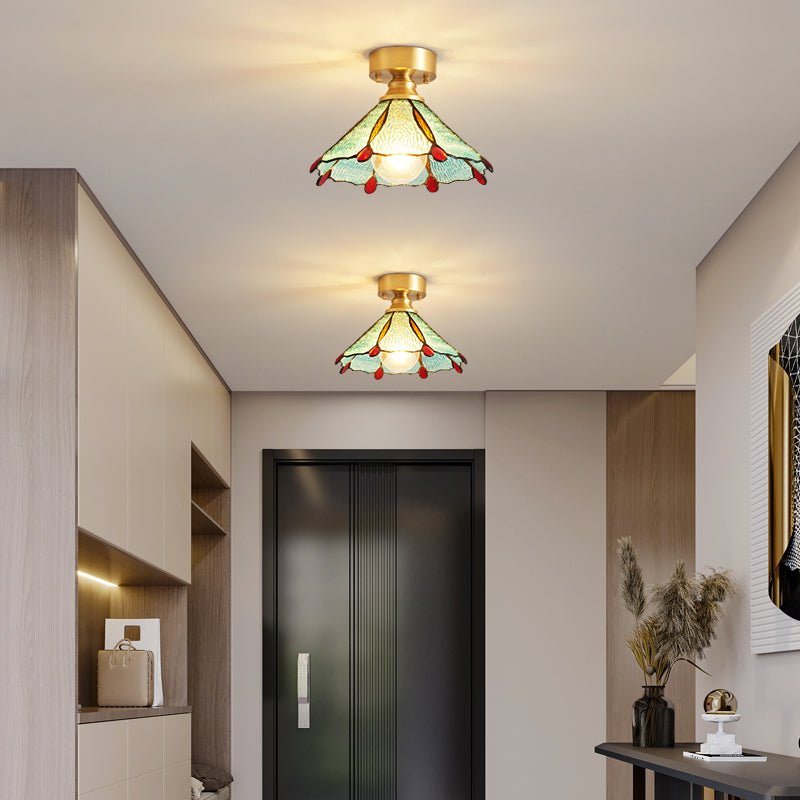 Solara Ceiling Light Vintage Floral Stainedglass - Letslighting