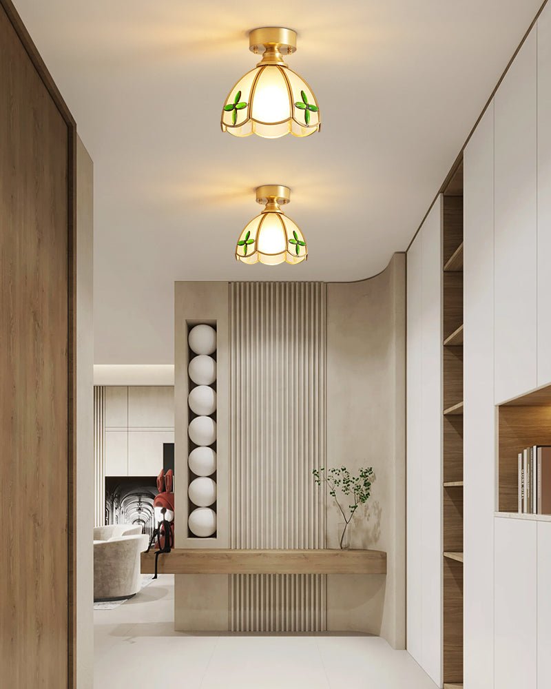 Solara Ceiling Light Vintage Floral Stainedglass - Letslighting