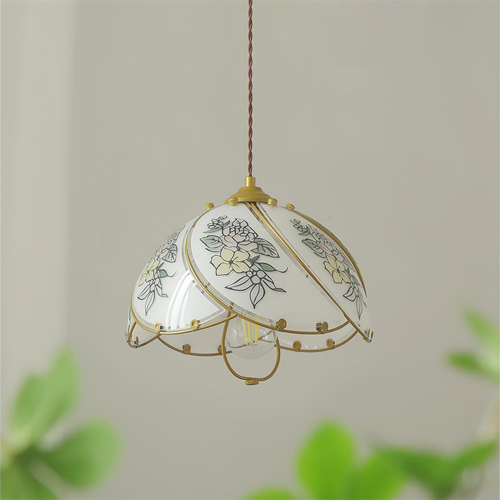 Pendant Lamp Glass Petal Shade Frame Vintage - Letslighting