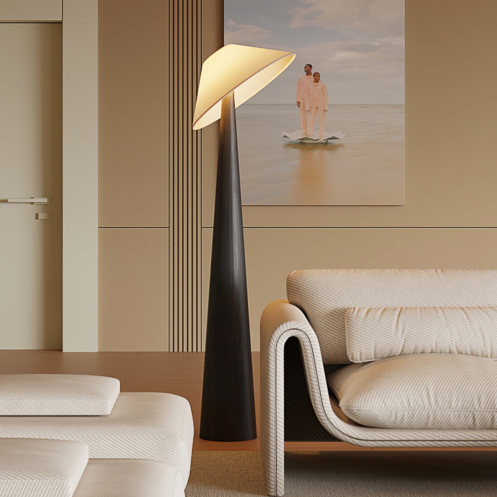 Apex Wooden Tapered Floor Lamp - Letslighting