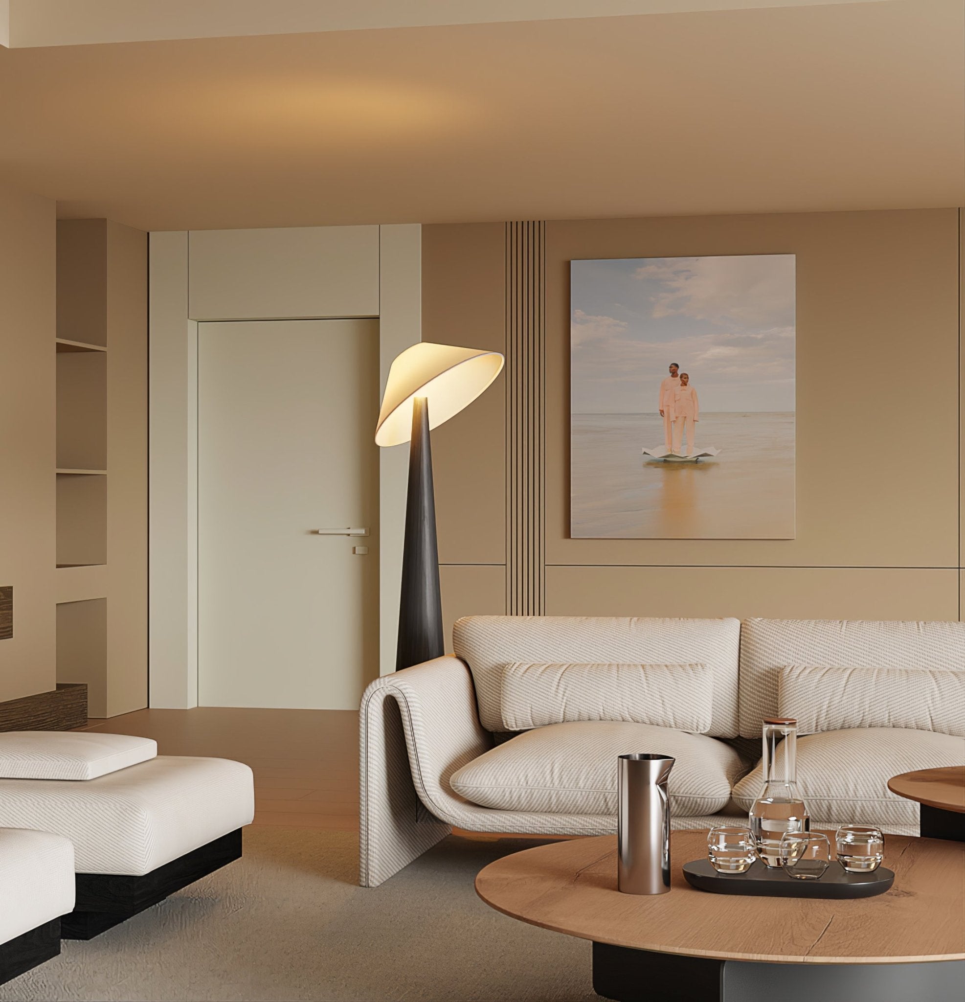 Apex Wooden Tapered Floor Lamp - Letslighting