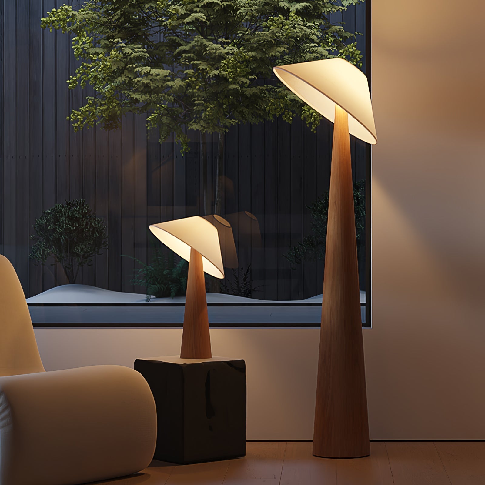 Apex Wooden Tapered Floor Lamp - Letslighting