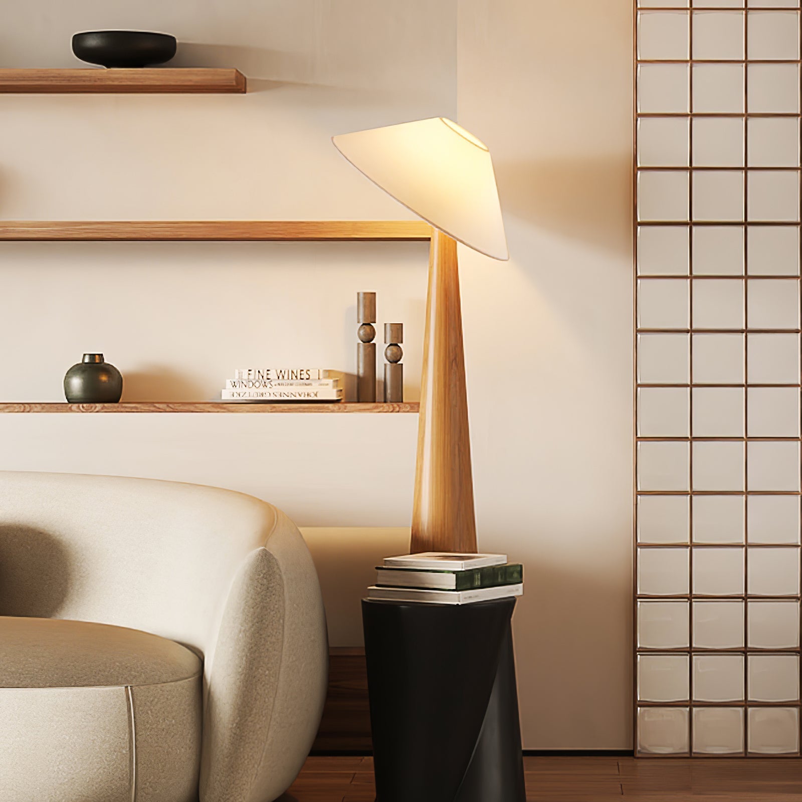 Apex Wooden Tapered Floor Lamp - Letslighting