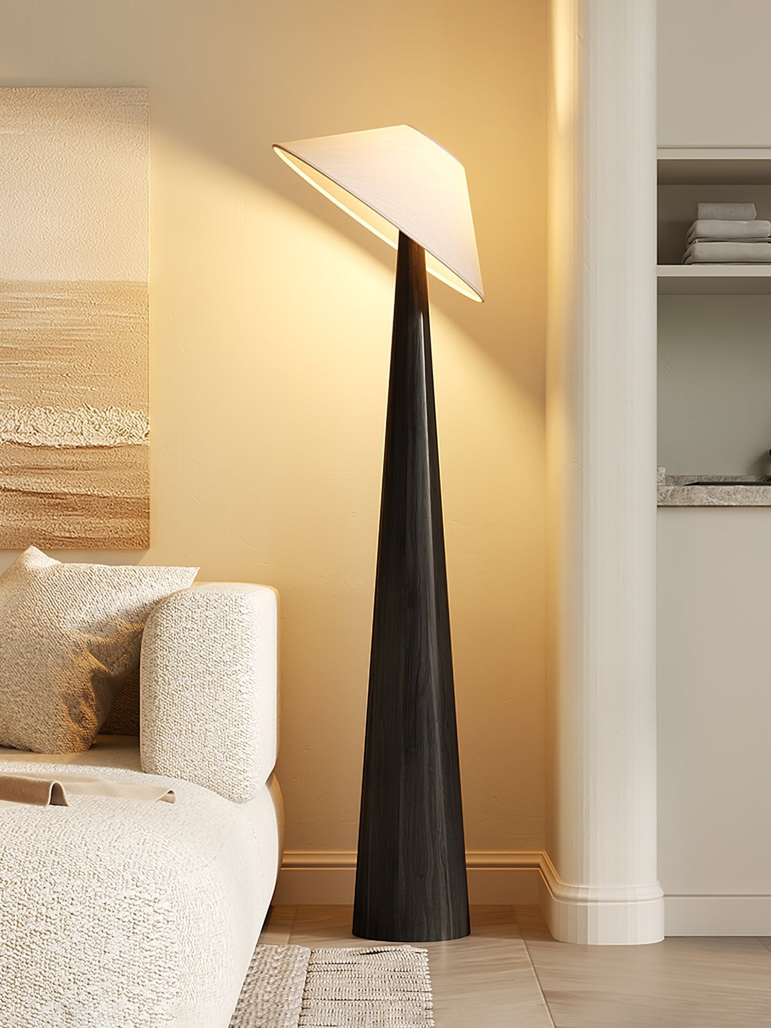Apex Wooden Tapered Floor Lamp - Letslighting
