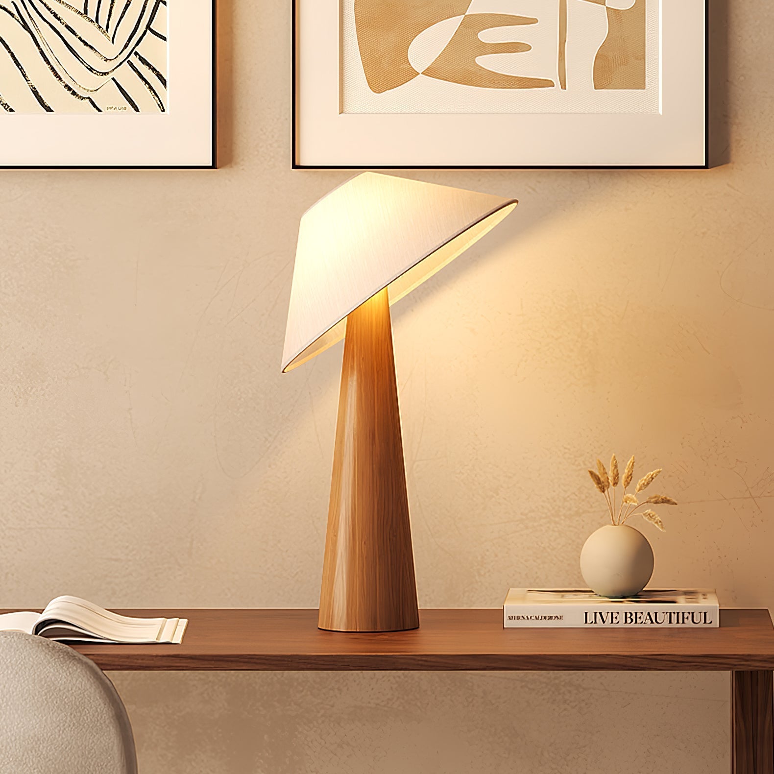 Vosile Sculptural Wood Table Lamp - Letslighting