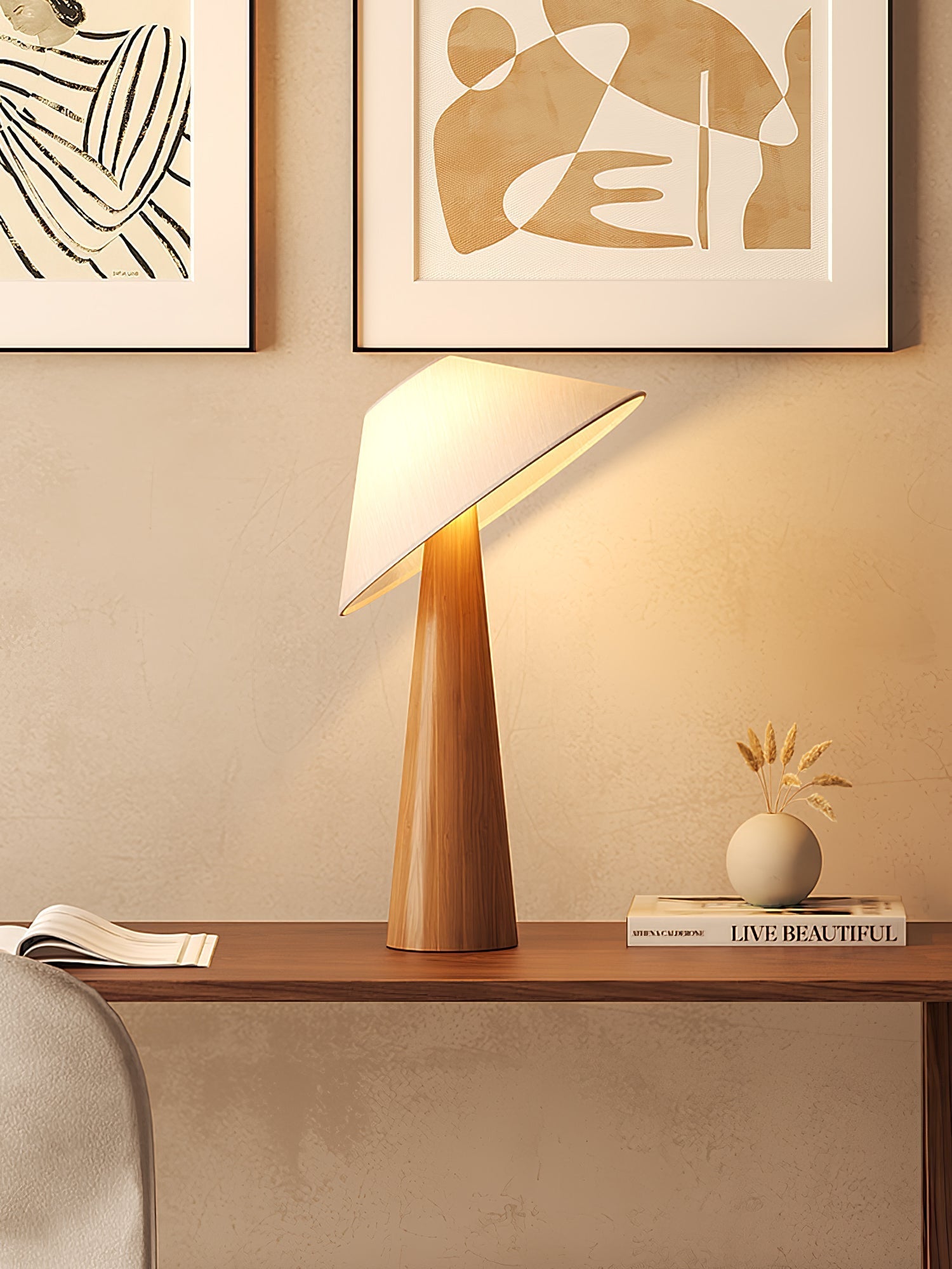 Vosile Sculptural Wood Table Lamp - Letslighting