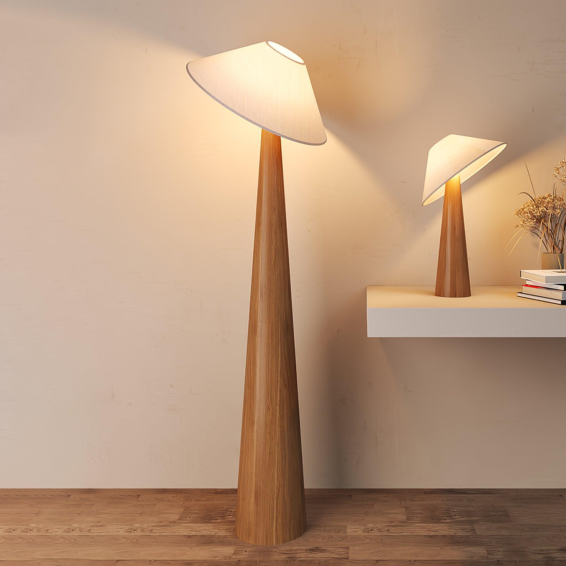 Apex Wooden Tapered Floor Lamp - Letslighting