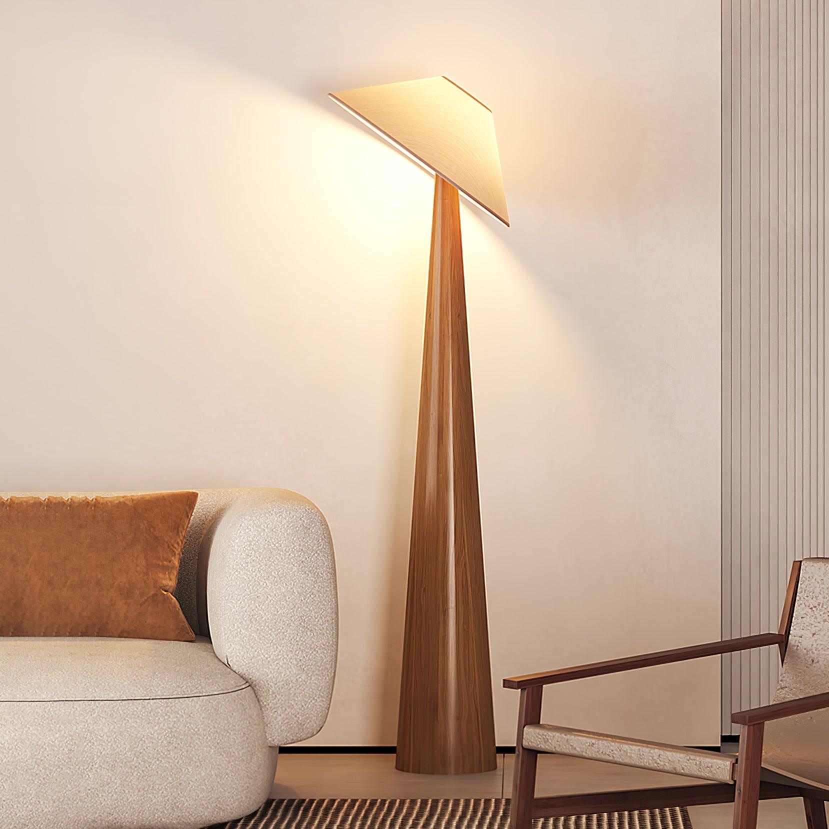 Apex Wooden Tapered Floor Lamp - Letslighting