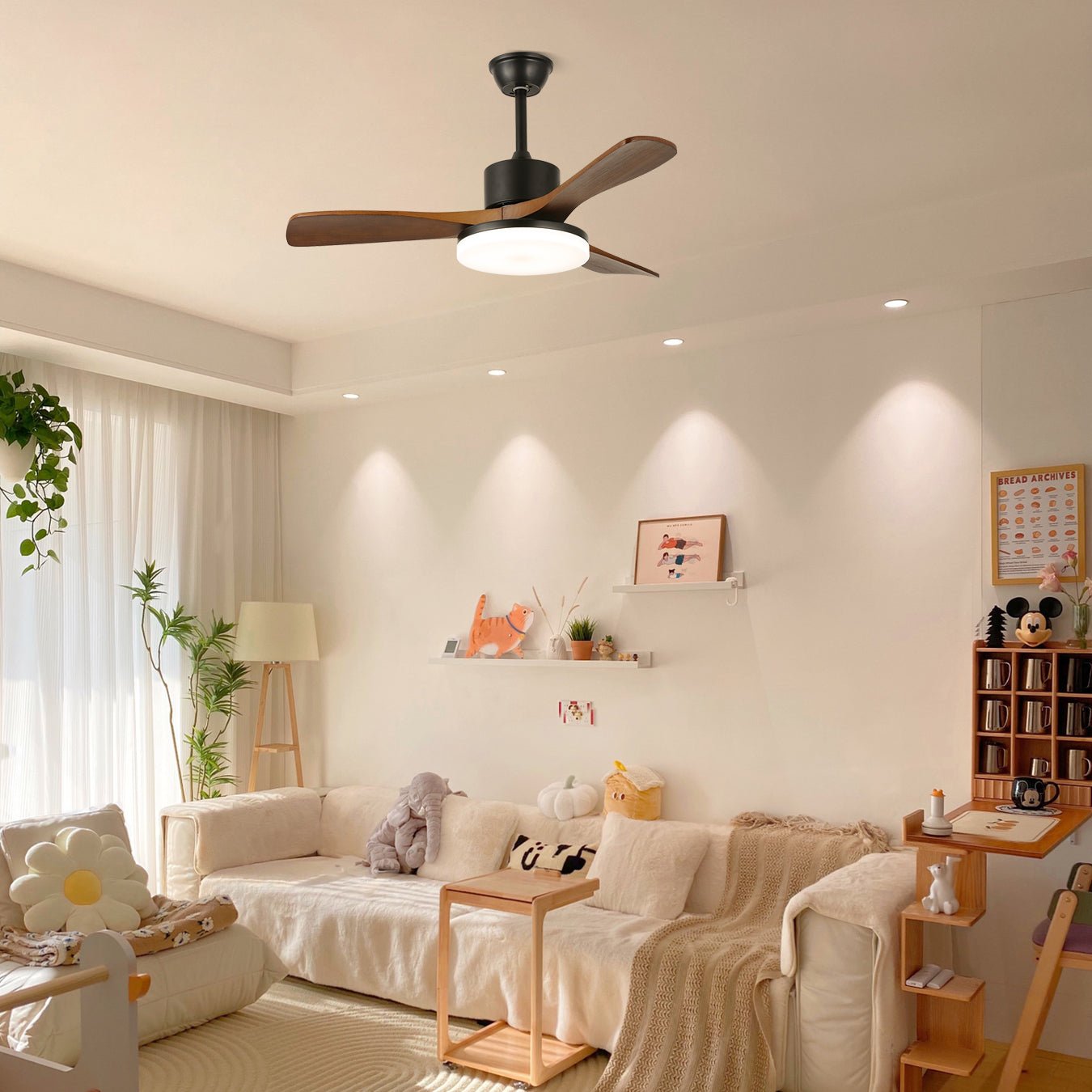 Darian Minimalist Wood Ceiling Fan Light - Letslighting