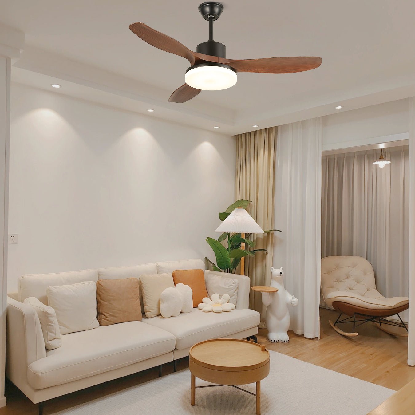 Darian Minimalist Wood Ceiling Fan Light - Letslighting