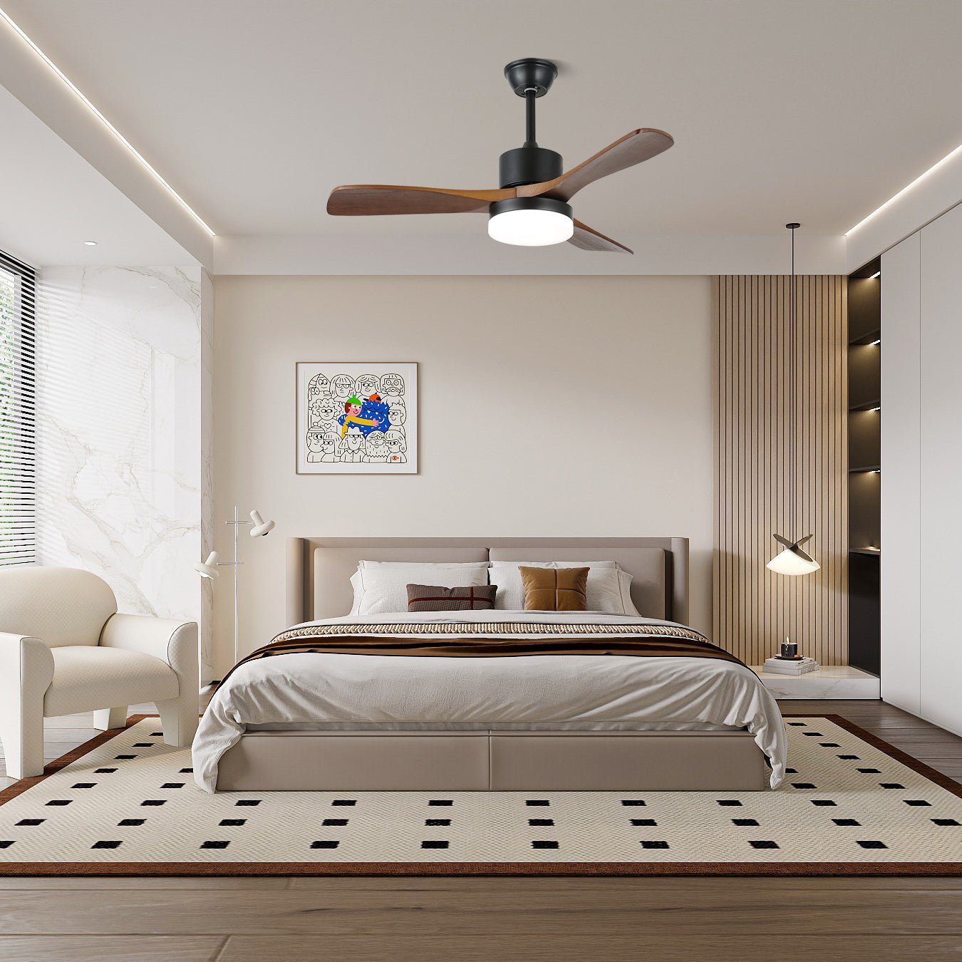 Darian Minimalist Wood Ceiling Fan Light - Letslighting