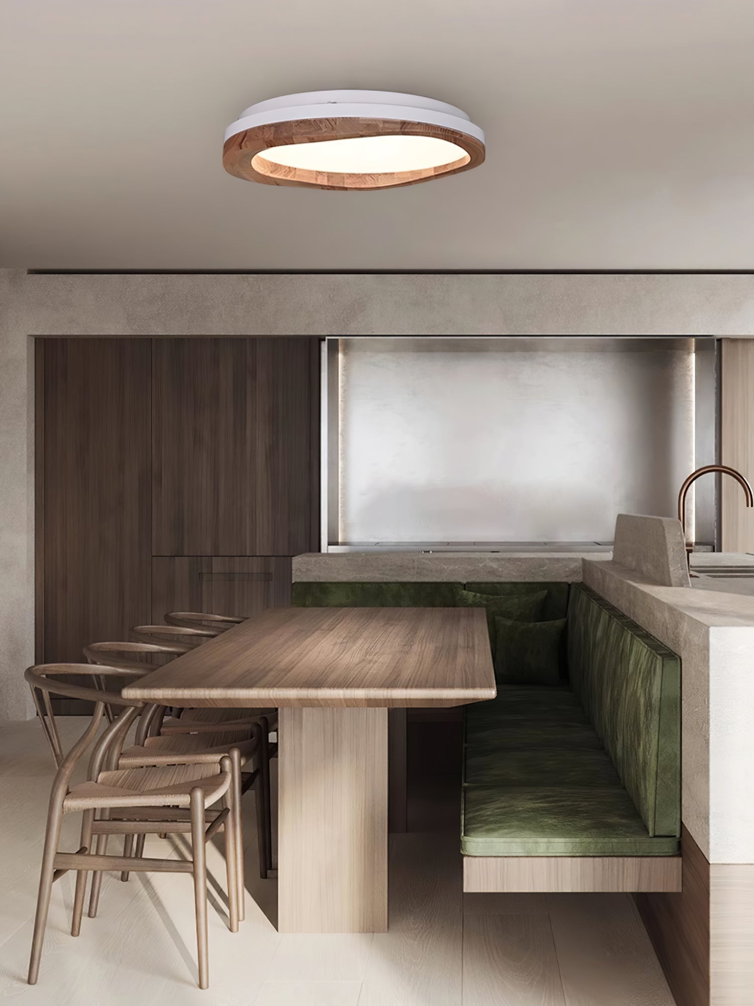 Artalis Walnut Wood Flush Mount - Letslighting