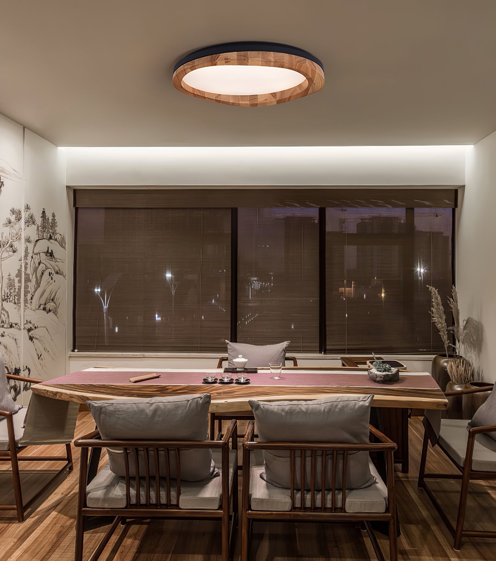 Artalis Walnut Wood Flush Mount - Letslighting