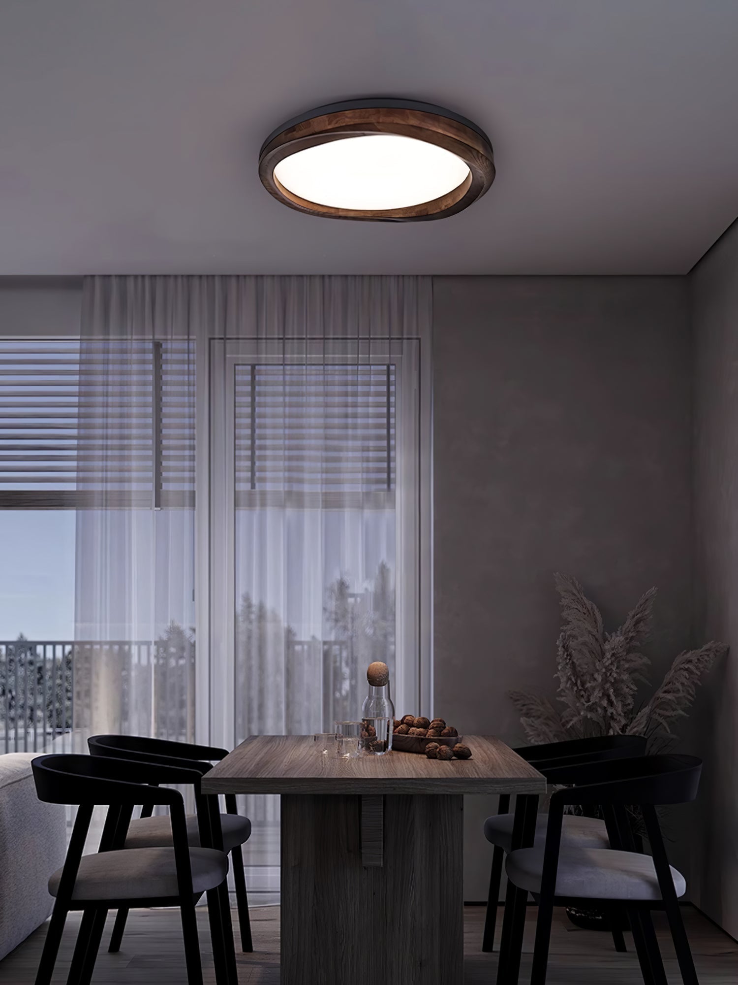 Artalis Walnut Wood Flush Mount - Letslighting