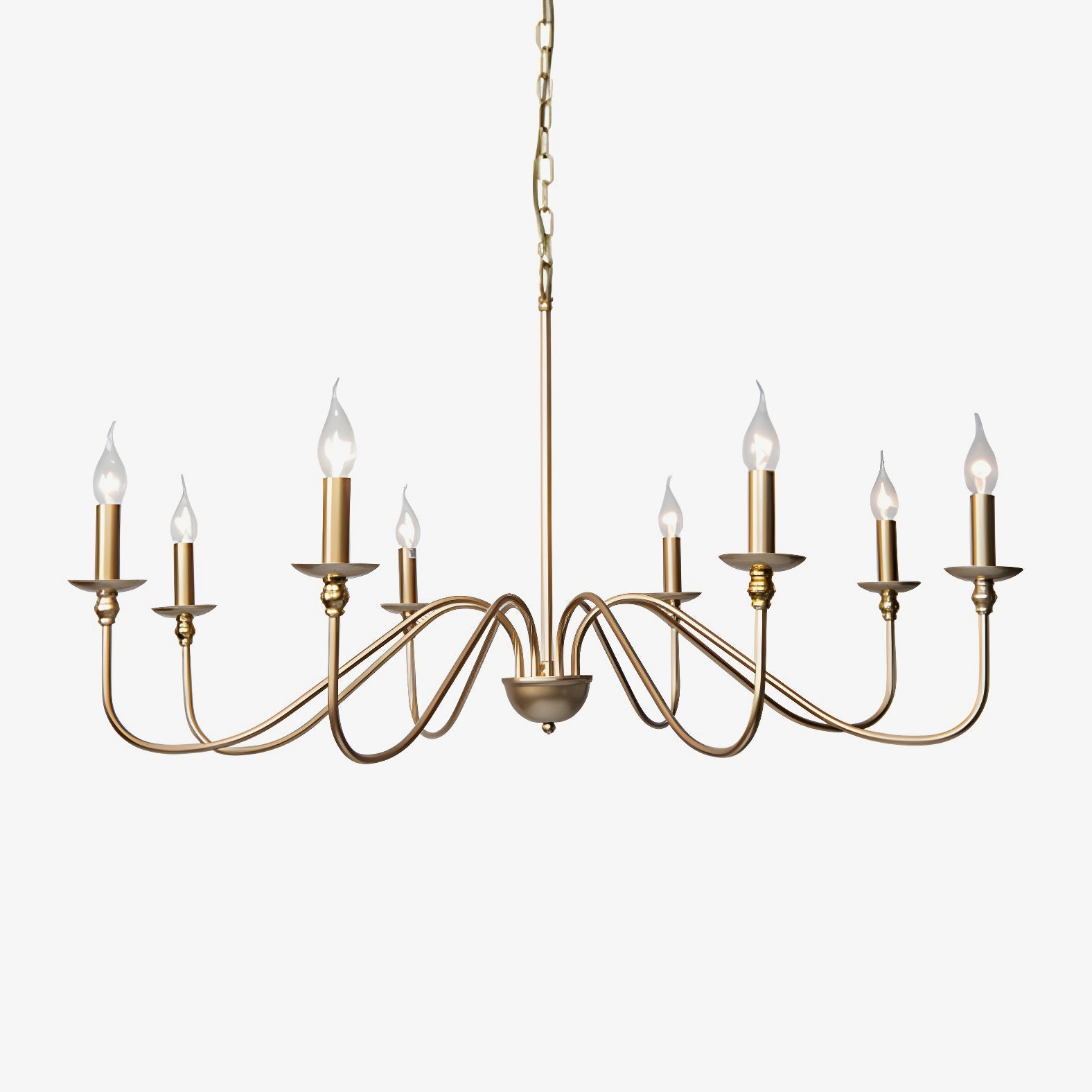 Lustra Chandelier Gold Candle Curved Arms - Letslighting