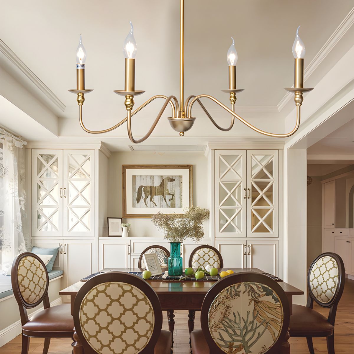 Lustra Chandelier Gold Candle Curved Arms - Letslighting