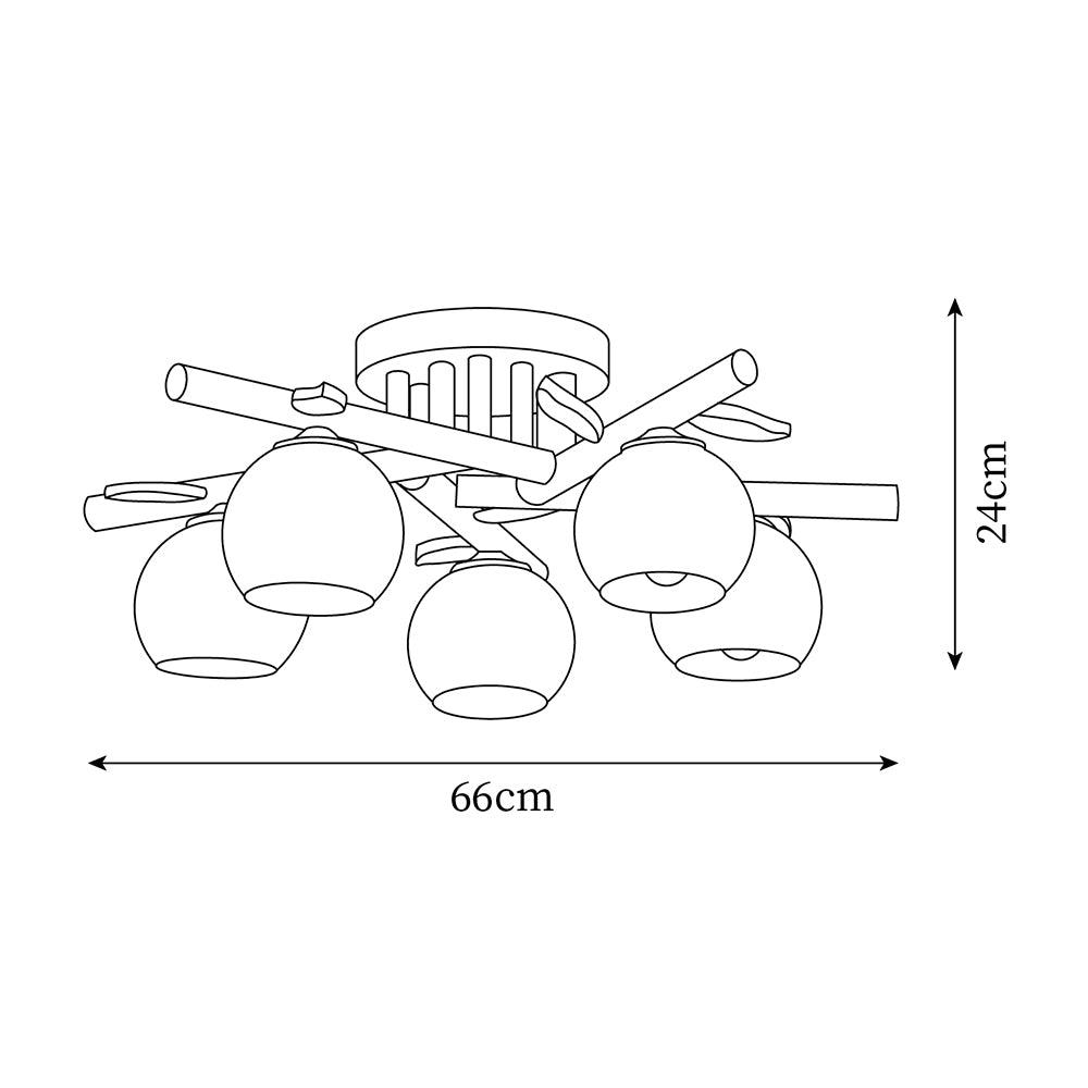 Ceiling Light Wood Body Glass Globes Organic Warm Minimalist - Letslighting