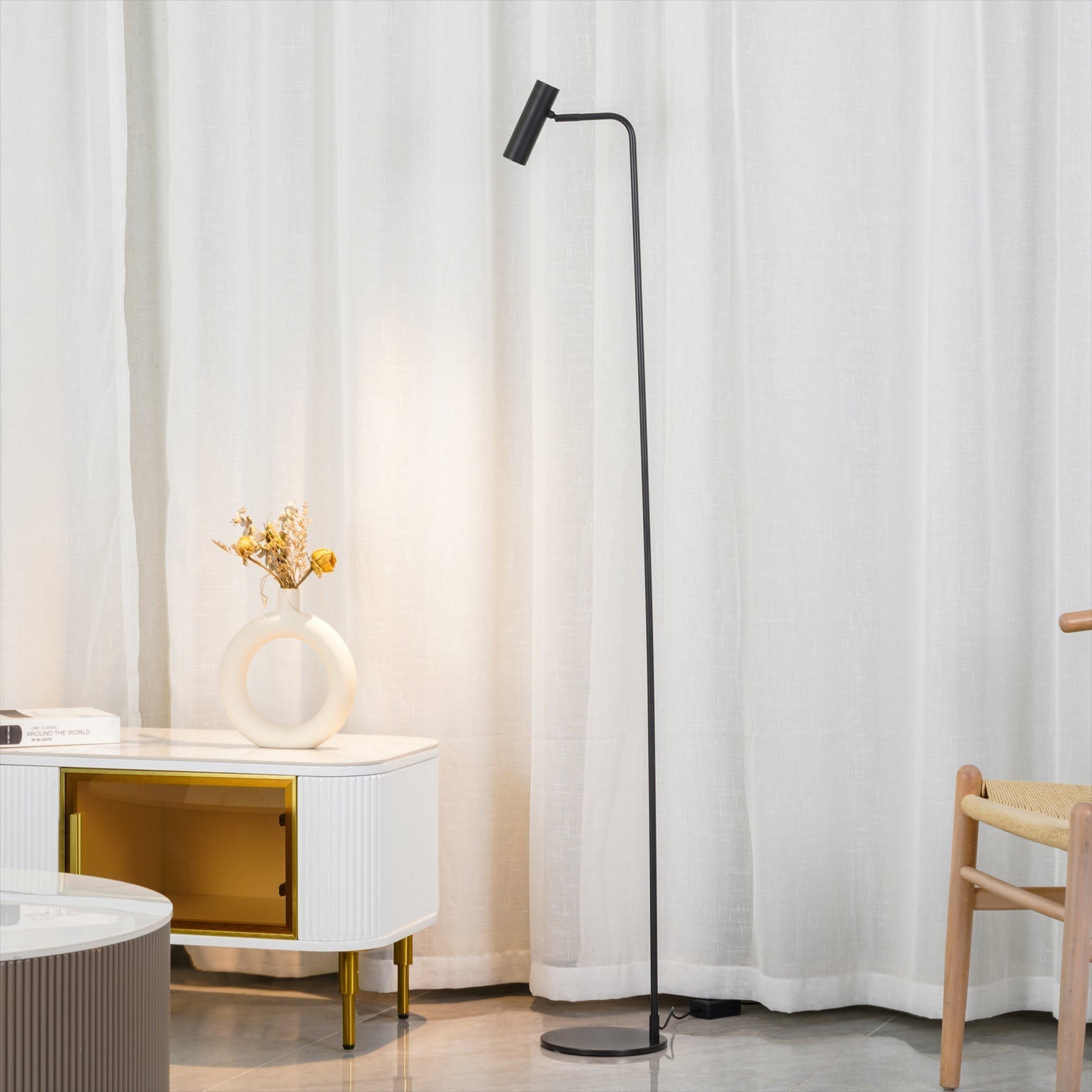 Orine Brass Industrial Floor Lamp - Letslighting