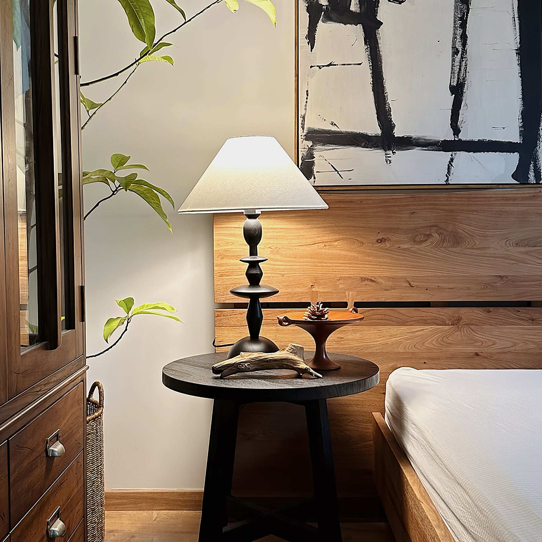 Verose Wood Fabric Table Lamp - Letslighting