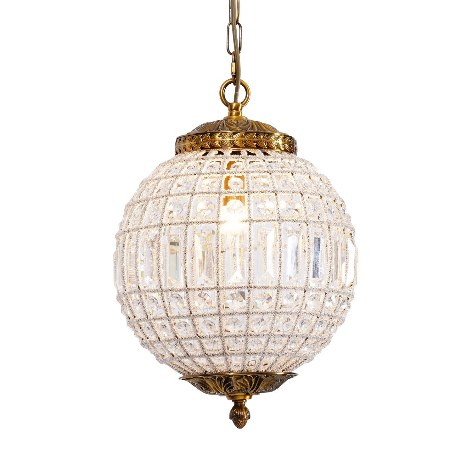 Lustra Chandelier Gold Globe Crystal Vintage - Letslighting