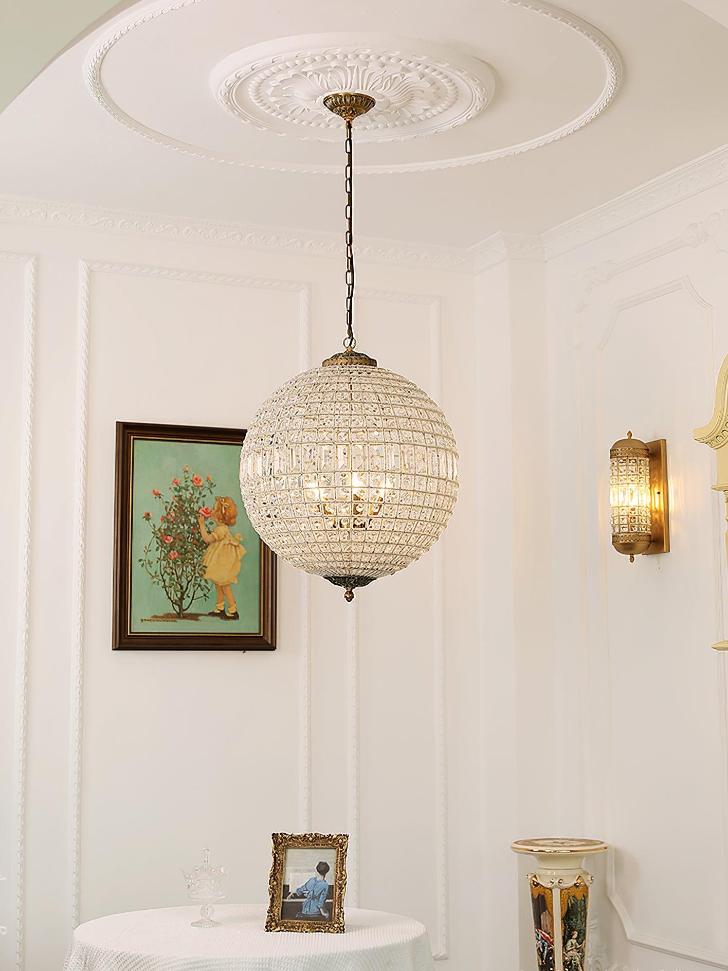 Lustra Chandelier Gold Globe Crystal Vintage - Letslighting