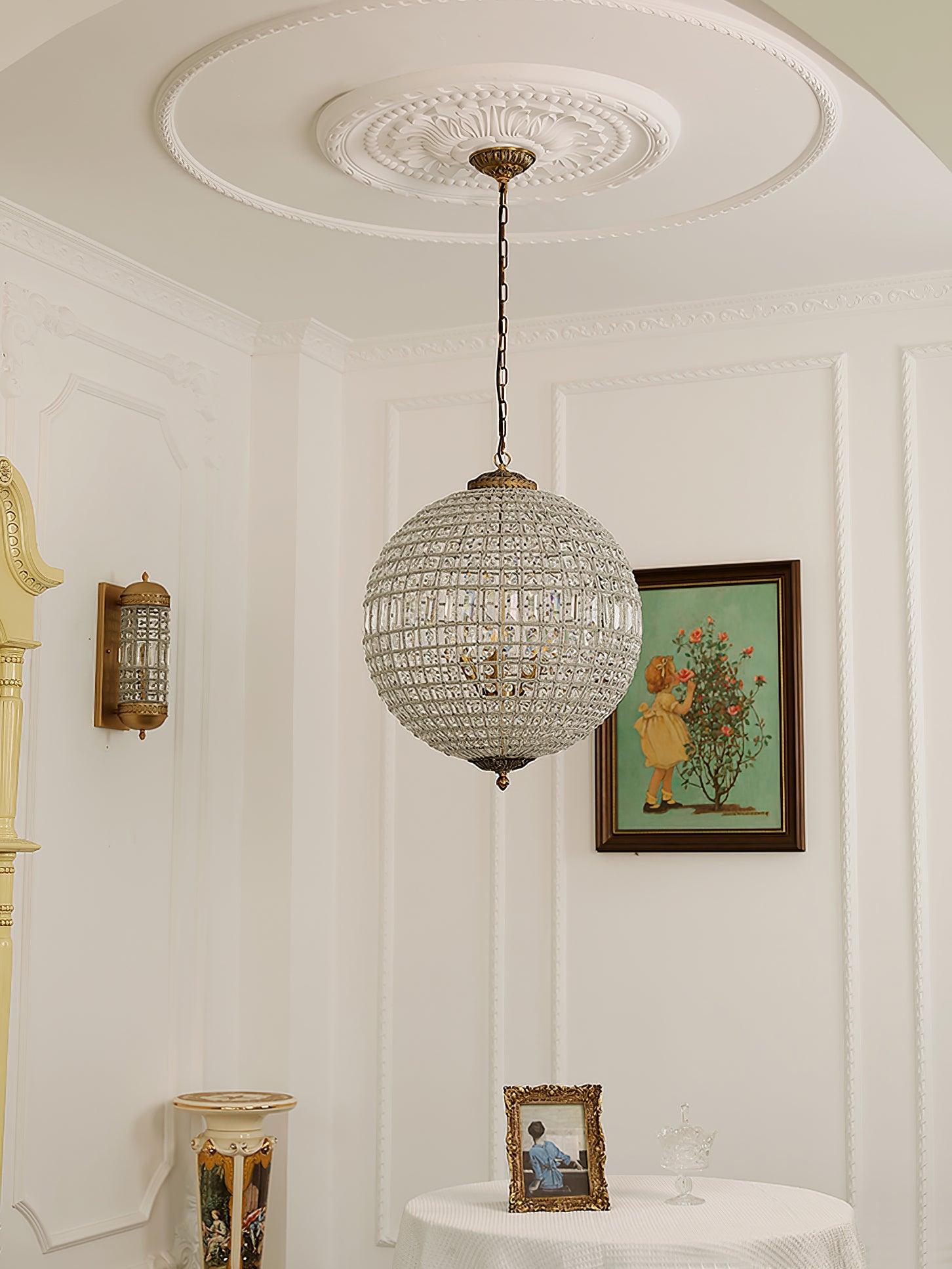 Lustra Chandelier Gold Globe Crystal Vintage - Letslighting