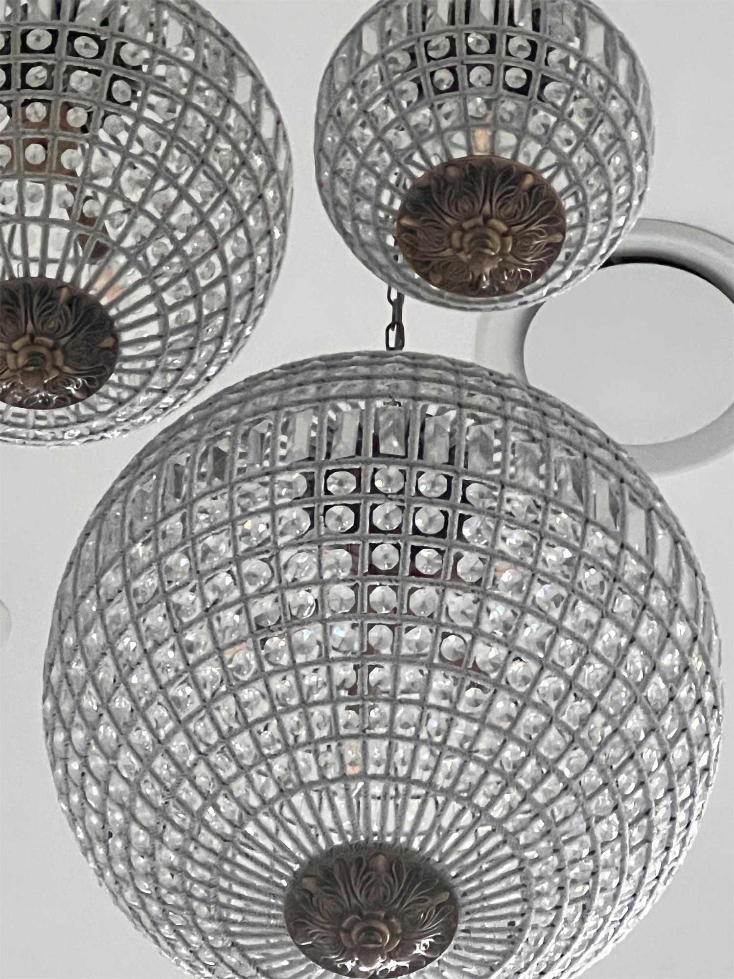Lustra Chandelier Gold Globe Crystal Vintage - Letslighting