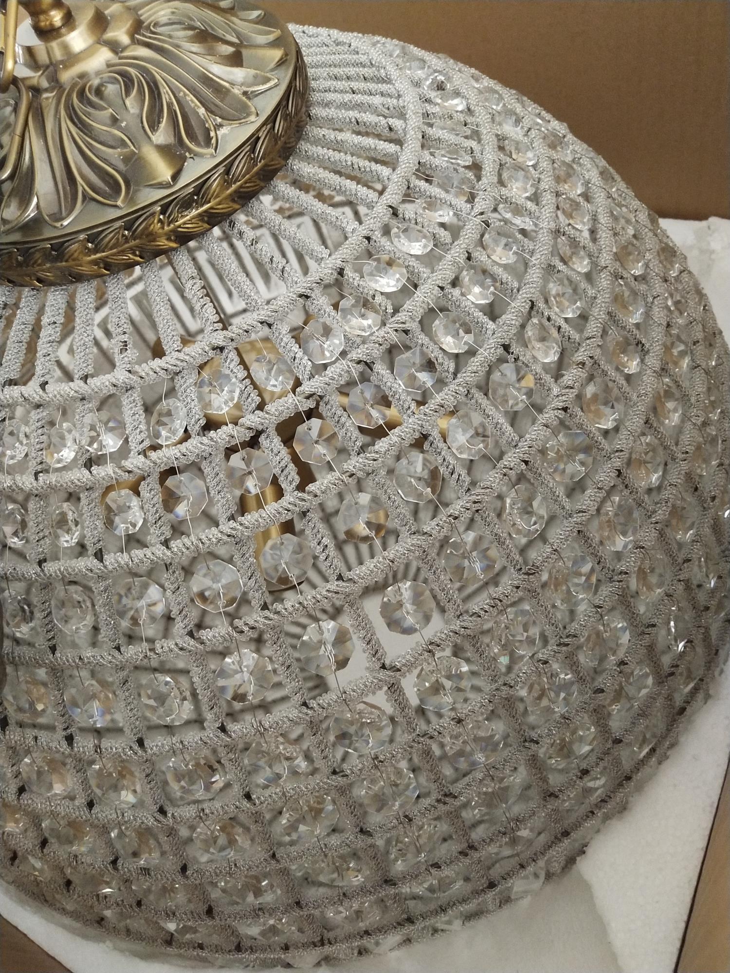 Lustra Chandelier Gold Globe Crystal Vintage - Letslighting