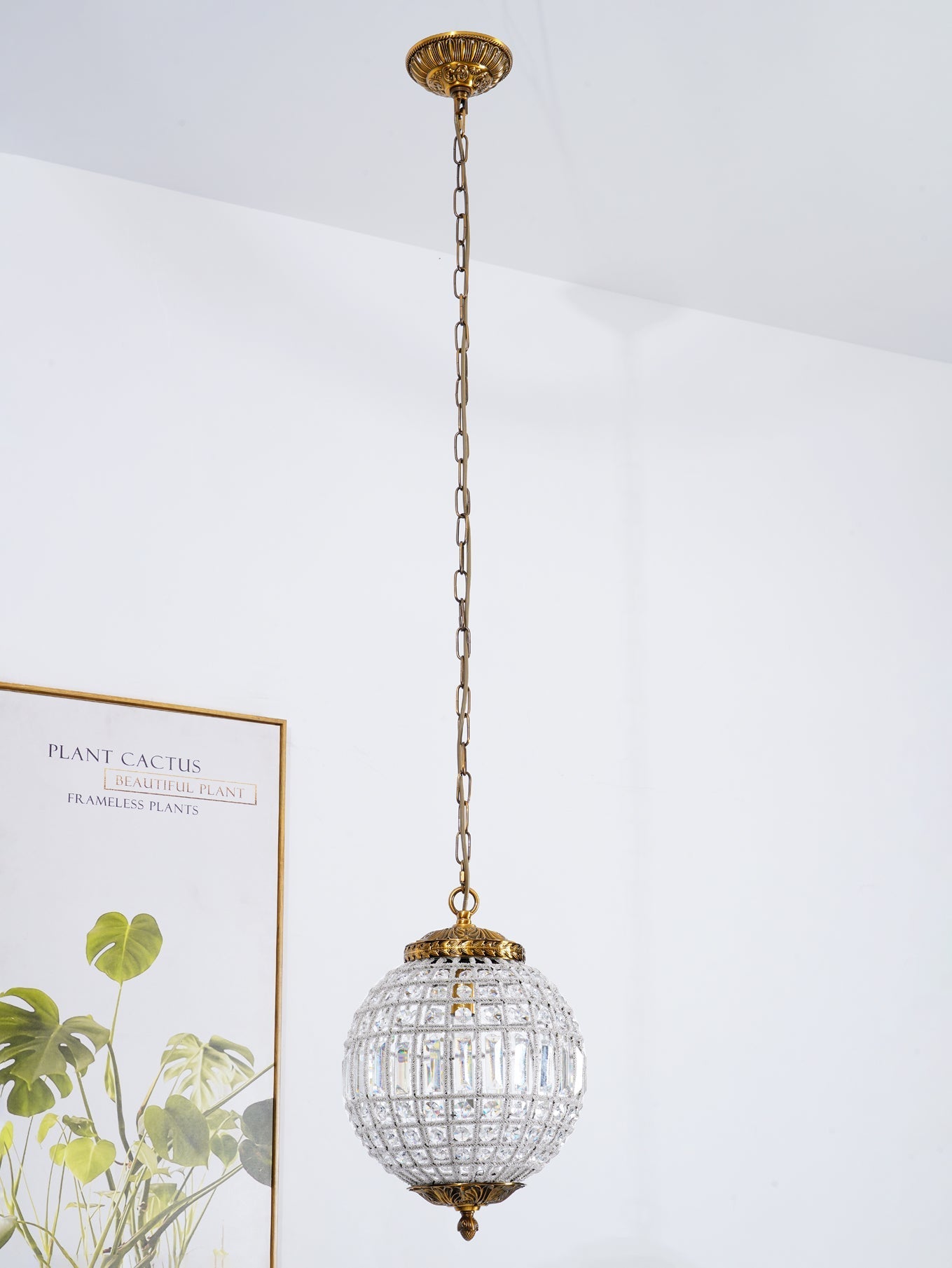 Lustra Chandelier Gold Globe Crystal Vintage - Letslighting