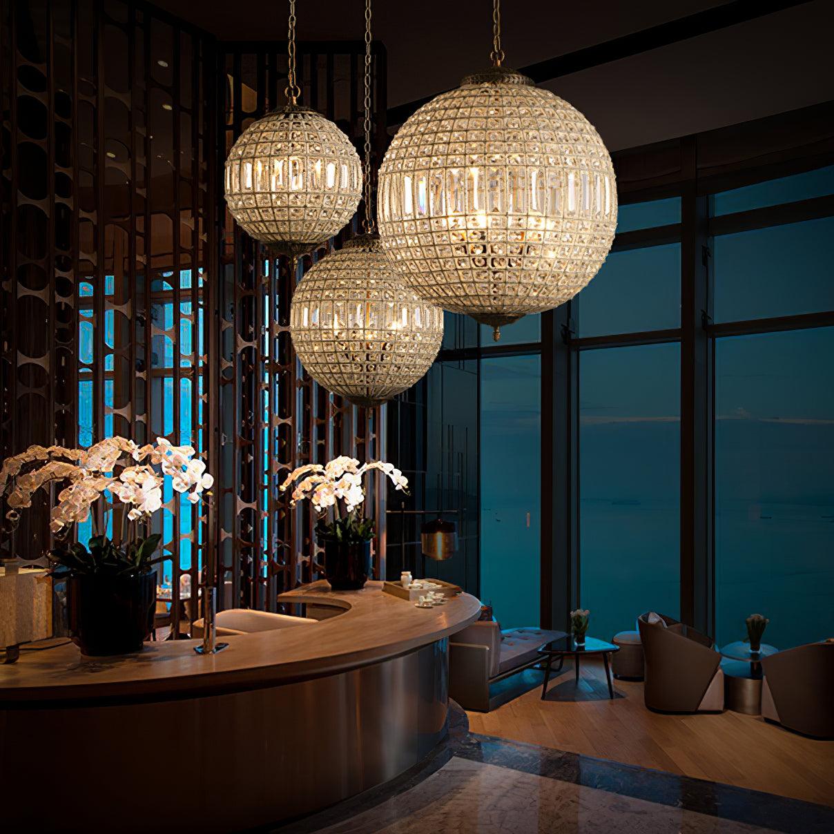 Lustra Chandelier Gold Globe Crystal Vintage - Letslighting