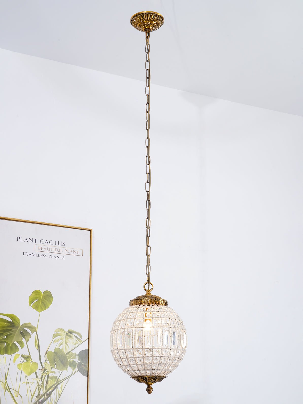 Lustra Chandelier Gold Globe Crystal Vintage - Letslighting
