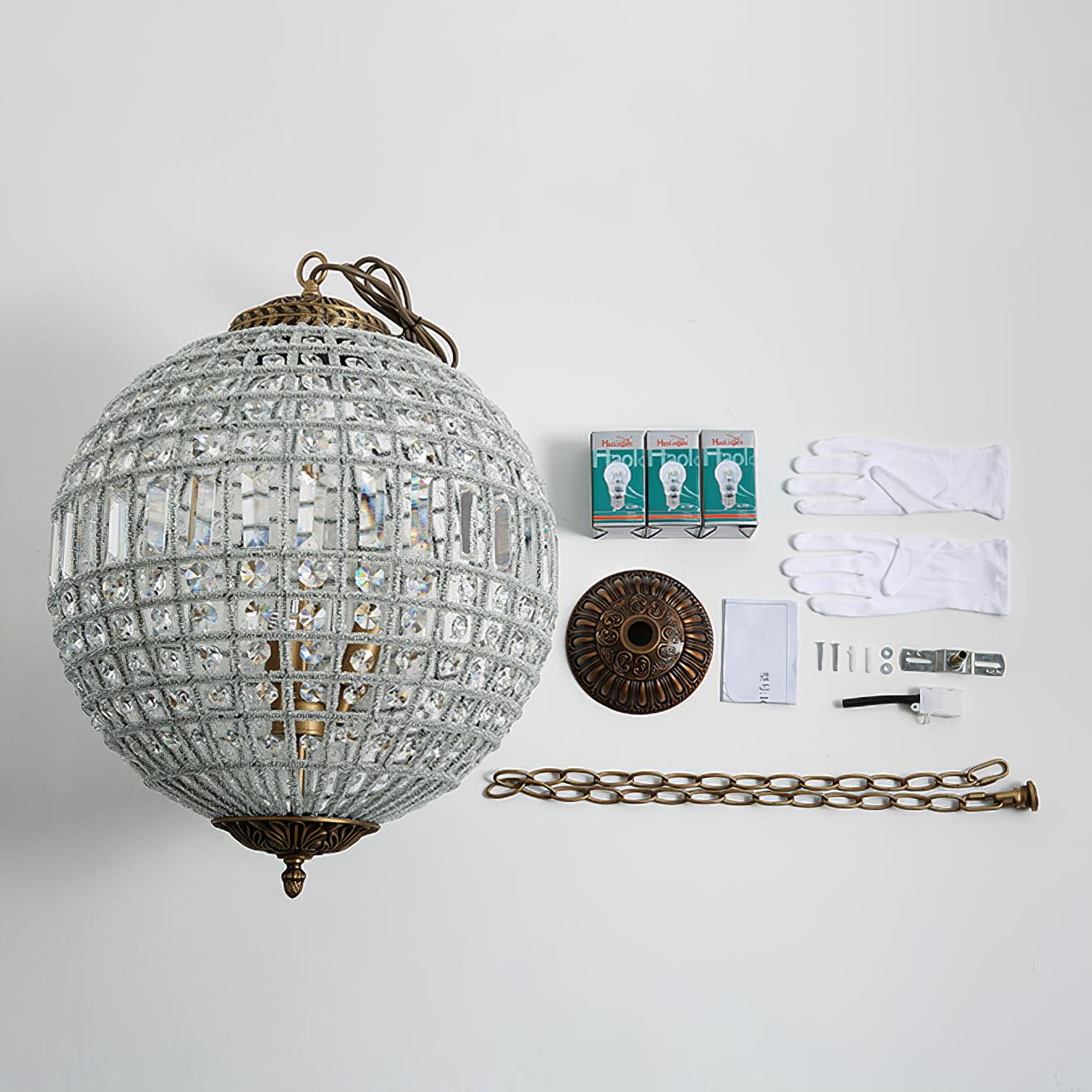 Lustra Chandelier Gold Globe Crystal Vintage - Letslighting