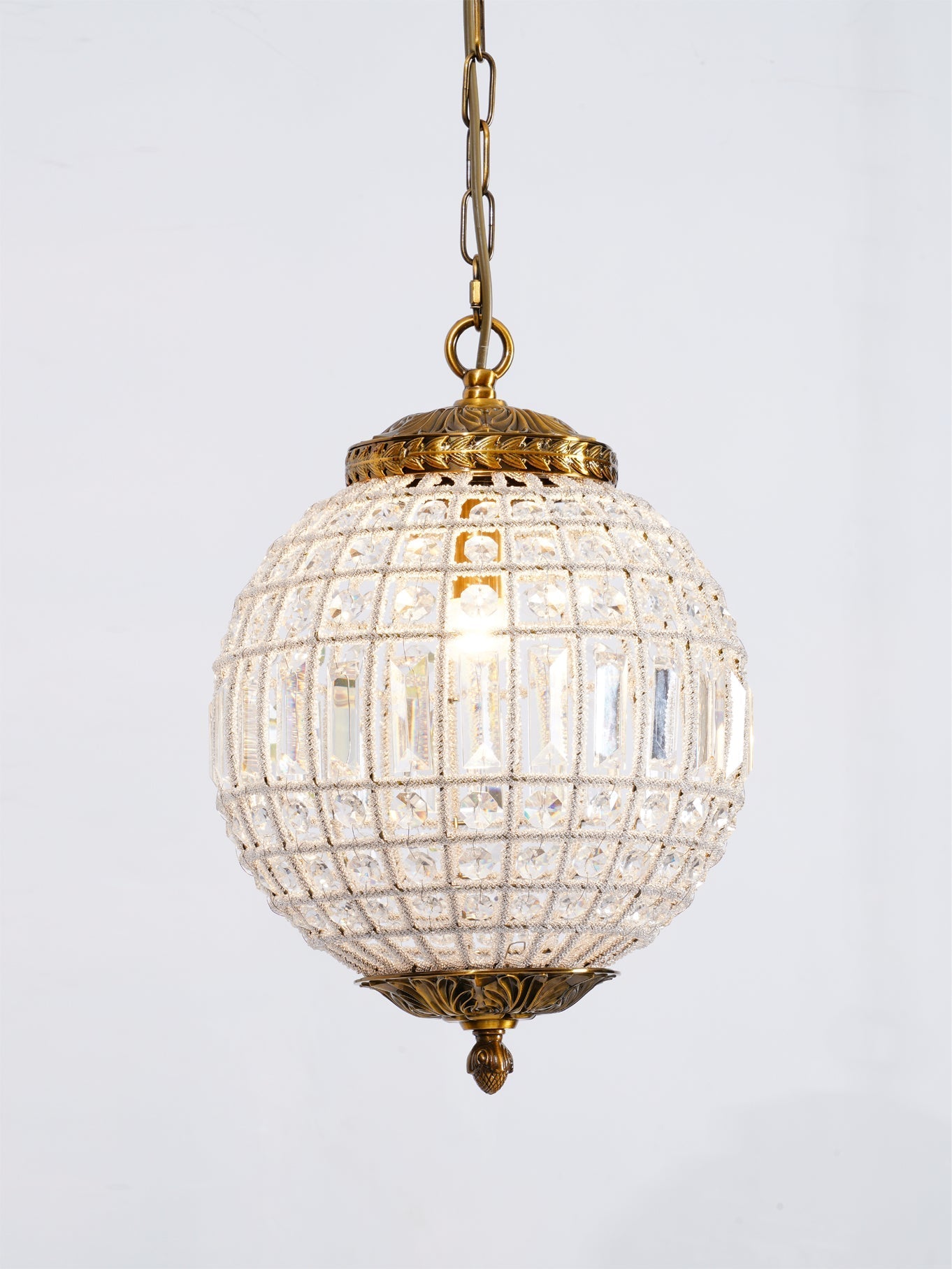 Lustra Chandelier Gold Globe Crystal Vintage - Letslighting