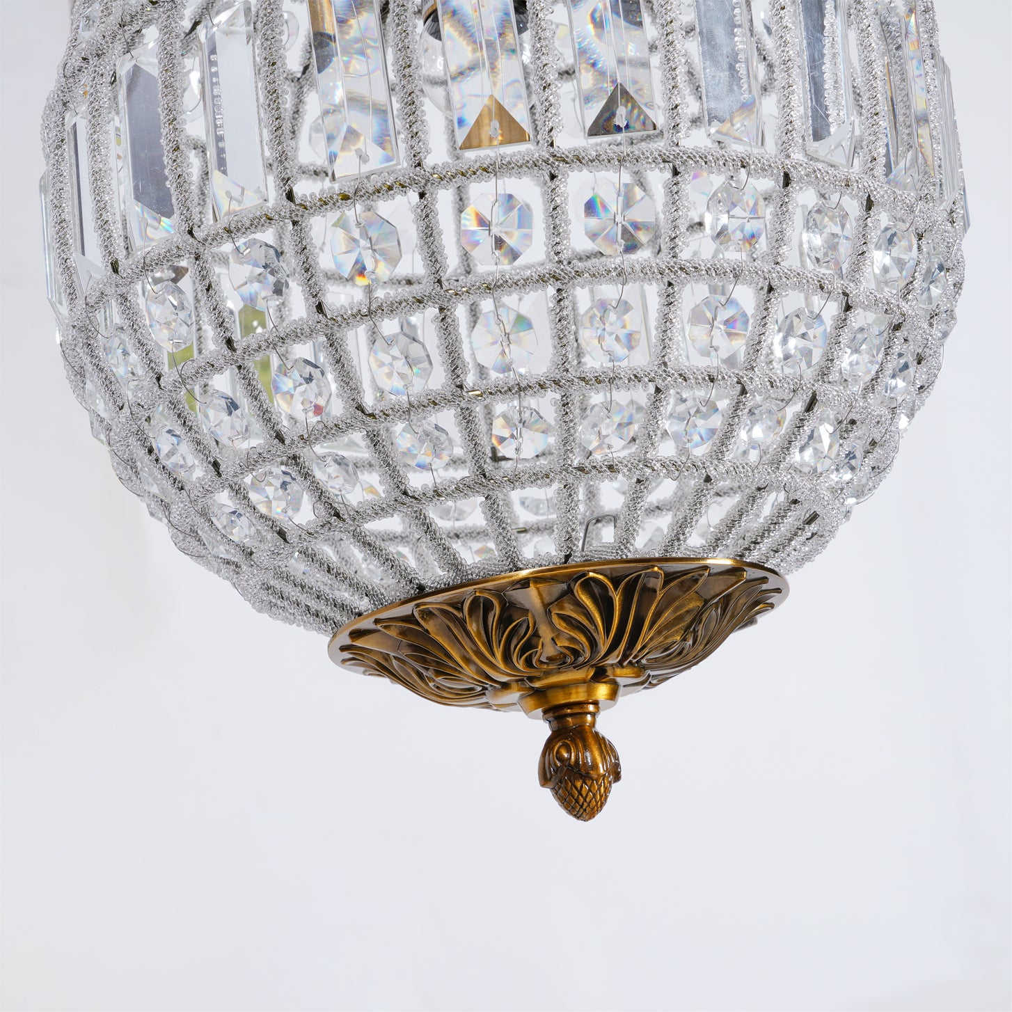 Lustra Chandelier Gold Globe Crystal Vintage - Letslighting