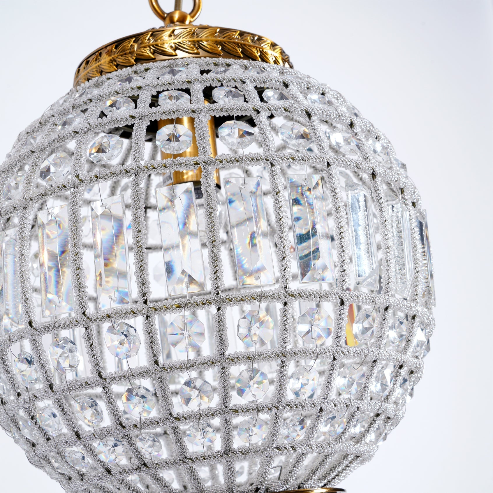 Lustra Chandelier Gold Globe Crystal Vintage - Letslighting