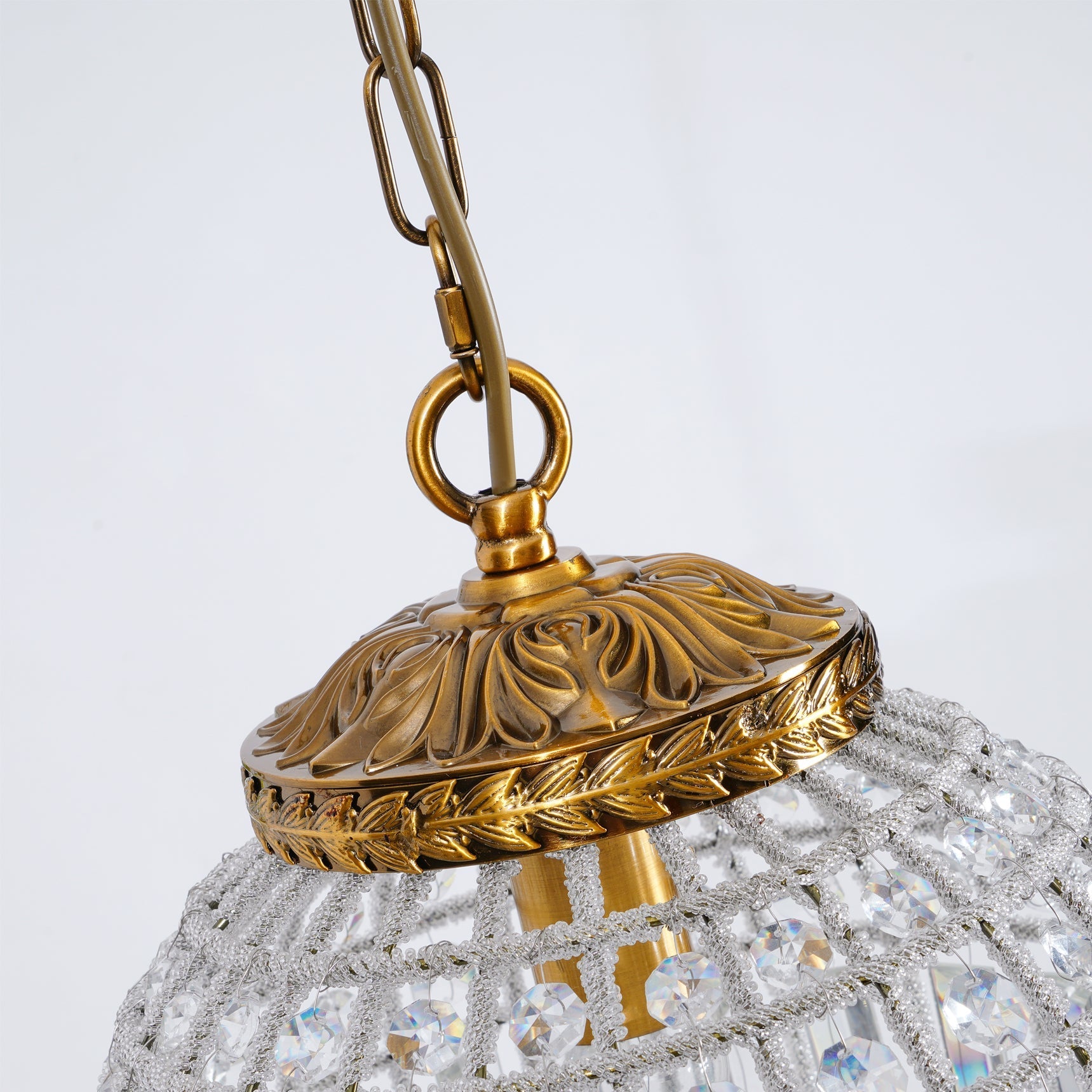 Lustra Chandelier Gold Globe Crystal Vintage - Letslighting