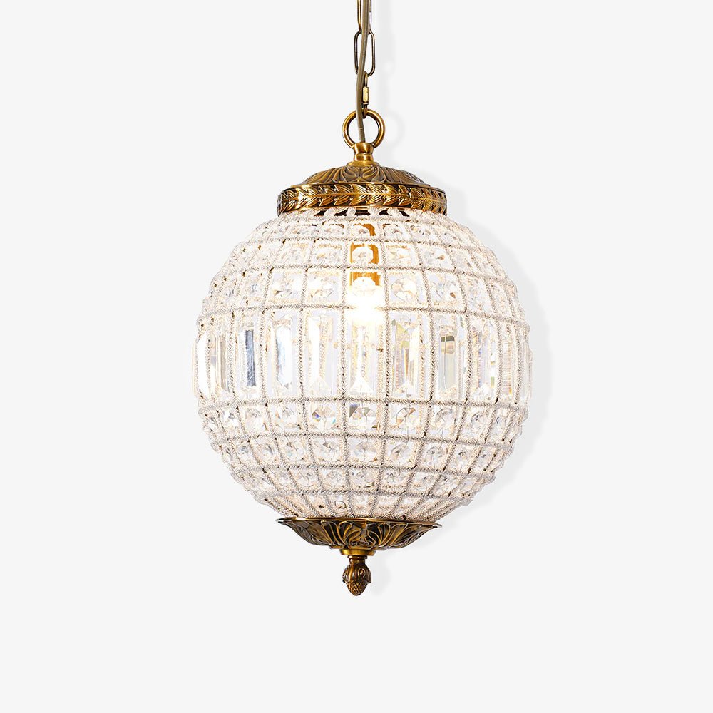 Lustra Chandelier Gold Globe Crystal Vintage - Letslighting